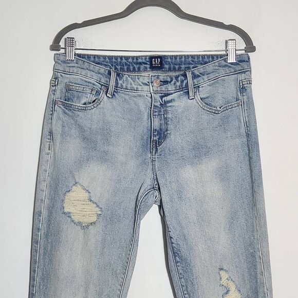 Gap Distressed Girlfriend Jeans Size 29 Gap Straight Leg Ankle Jeans - Picture 3 of 9